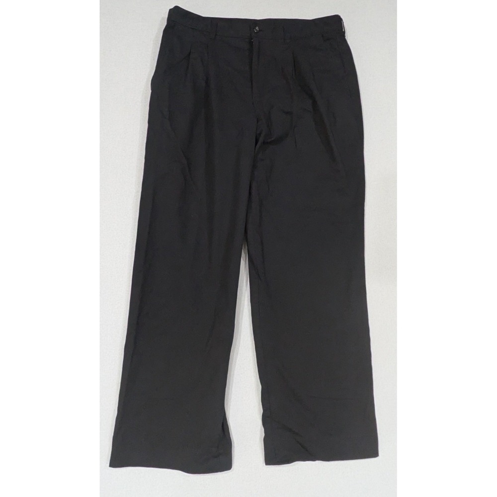 Doc & Amelia Dress Pants Mens 34x30 Black Excellent Pleated Wide Leg Trousers